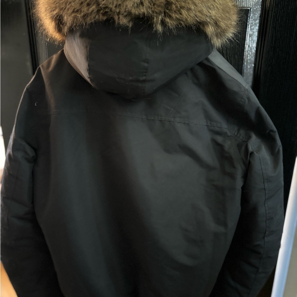Point Zero Black Puffer Jacket with Brown Fur Hood